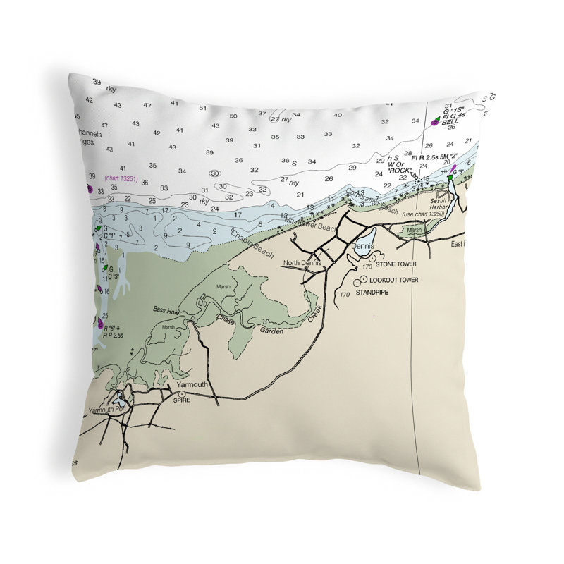 Housse de coussin décoratif d’intérieur/d’extérieur sans cordon cape cod-denis, ma
