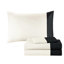 Collection d'édredon pour lit simple et de draps 7 pièces, bleu sarcelle / noir, microfibre, motif à carreaux sur taies décoratives, draps, arrangement classique-127237854