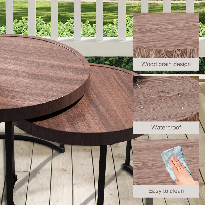 Outdoor Coffee Table With Ottoman, Bleu