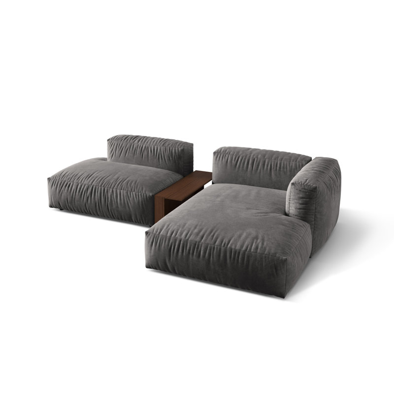 Bedar 2 Seater Velvet Corner Sofa , Grey