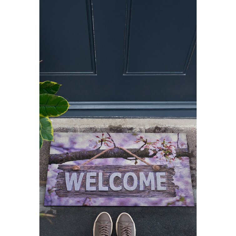 Mascot Hardware Non-Slip Rubber Back Floral Border Design 28x18 Indoor/Outdoor Doormat - Style 2