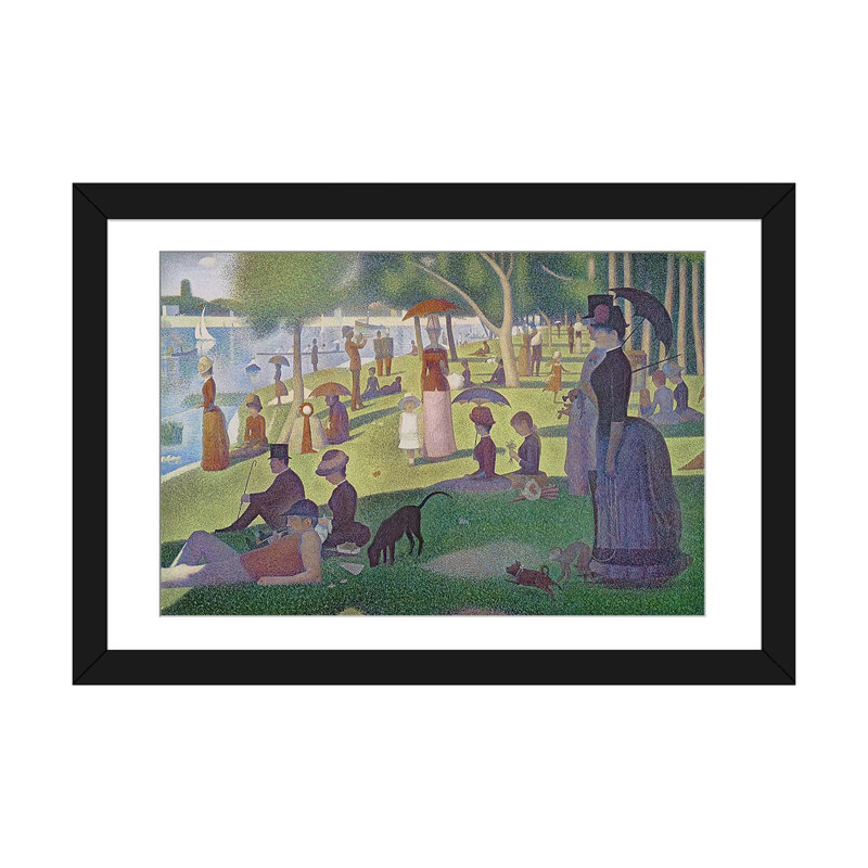 "Dimanche après-midi" par Georges Seurat, reproduction d'art sur toile tendue, Papier d'art encadré noir