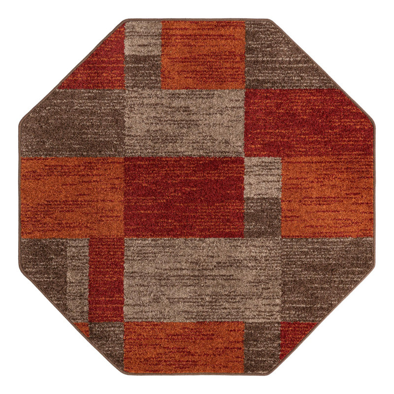 Tapis brun foncé Alair, Octogone 5 pi x 5 pi