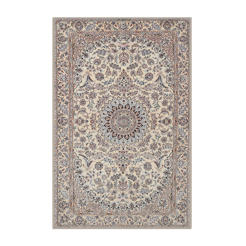 Tapis bleu/gris traditionnel Moerlein, Rectangle 5 pi x 7 pi