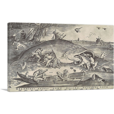 «Big Fish Eat Little Fish 1556» par Peter Bruegel l'Ancien, reproduction d'art sur toile tendue