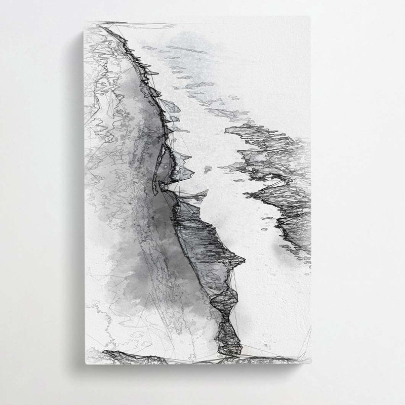 Black Sand Beach in Iceland Abstract Art - Wrapped Canvas, 76cm H x 50cm W x 3cm D