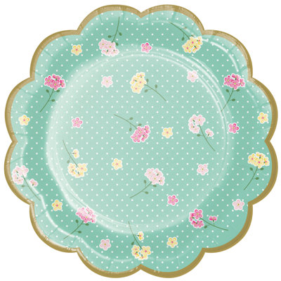 Assiette à dessert en papier festonné Floral Tea Party