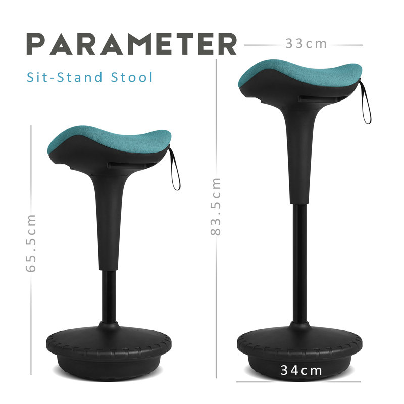 Adjustable Height Ergonomic Industrial Stool with Footrest, Blue