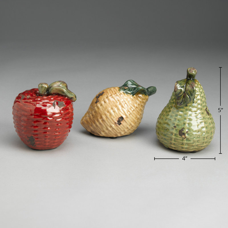 Chula Ceramic 3-Piece Fruit Sculpture Set