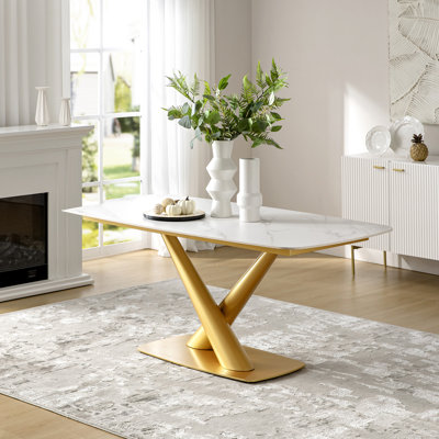Barwen Glam Modern 71" Rectangular Sintered Slate Dining Table