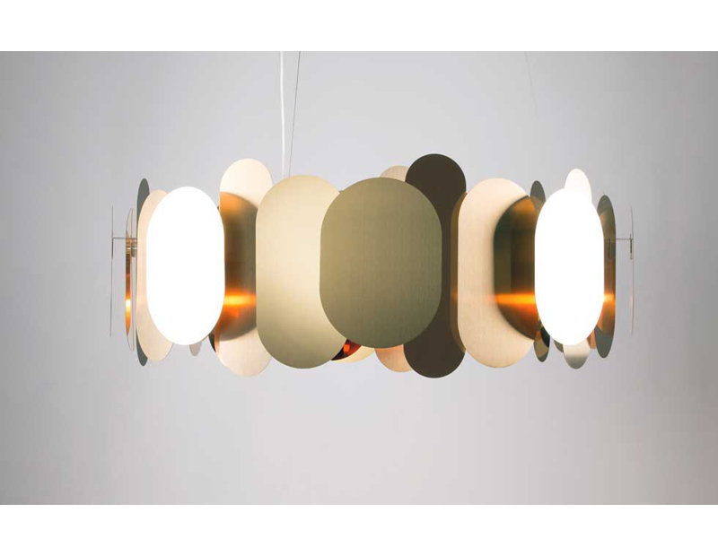 Panel Dimmable LED Geometric Chandelier, Brass
