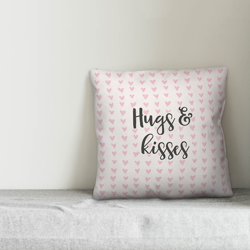  Coussin Hugs and Kisses in Hearts, Coussin décoratif