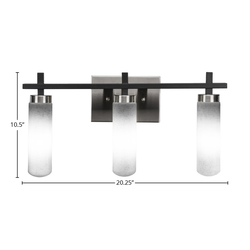 Salinda 3 Light Bath Bar, Matte Black/Brushed Nickel, White Muslin