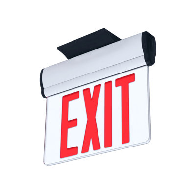 LED Emergency Edge-Lit Exit Sign - Red Letters - 120-277VAC - Acrylic Panel