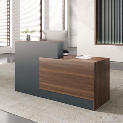 Bureau de réception moderne en L avec solutions de rangement