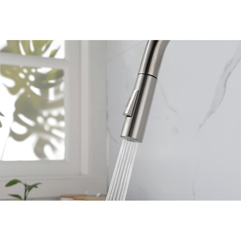 Kitchen Faucet With Pull Down Sprayer, Brushed Nickel, No Sensor