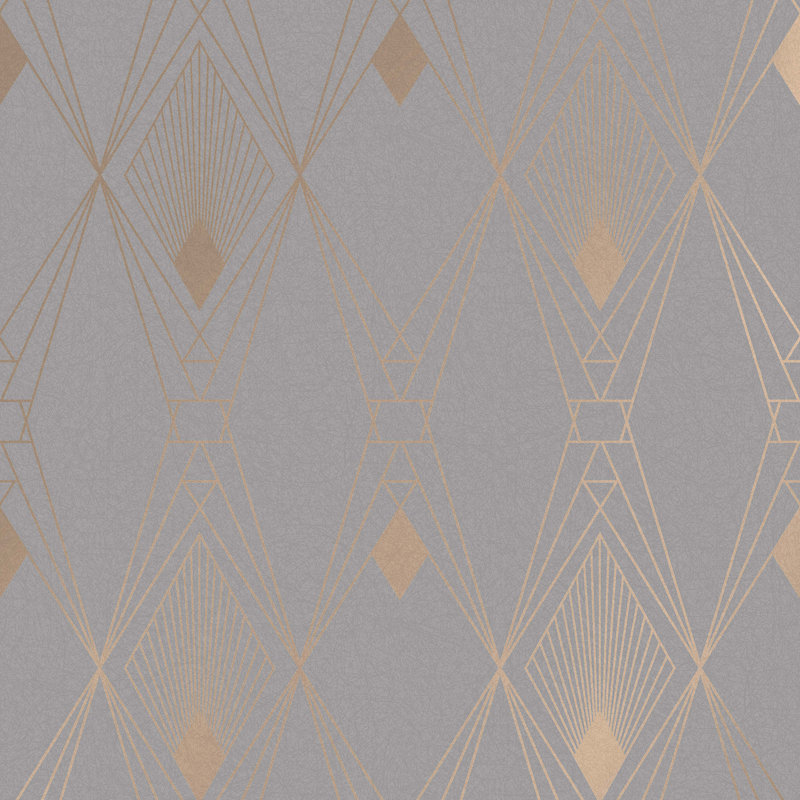 Geometric Metallic Wallpaper Double Roll, Gray
