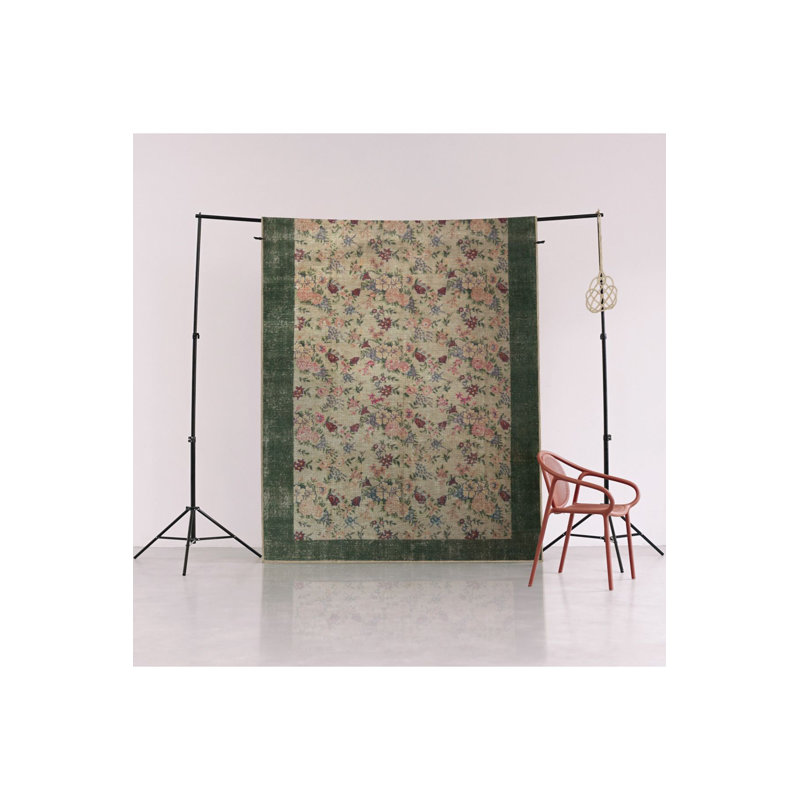 Tapis décoratif moderne à motif floral vert à motif floral vert, Sous-tapis rectangulaire 3 pi 11 po x 5 pi 11 po i