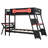 Twin Bunk Bed with Dual Built-In Gaming Desks, USB Ports & Pegboard Organizer, Gamer Bunk Frame, Red-2014546935-2014546928