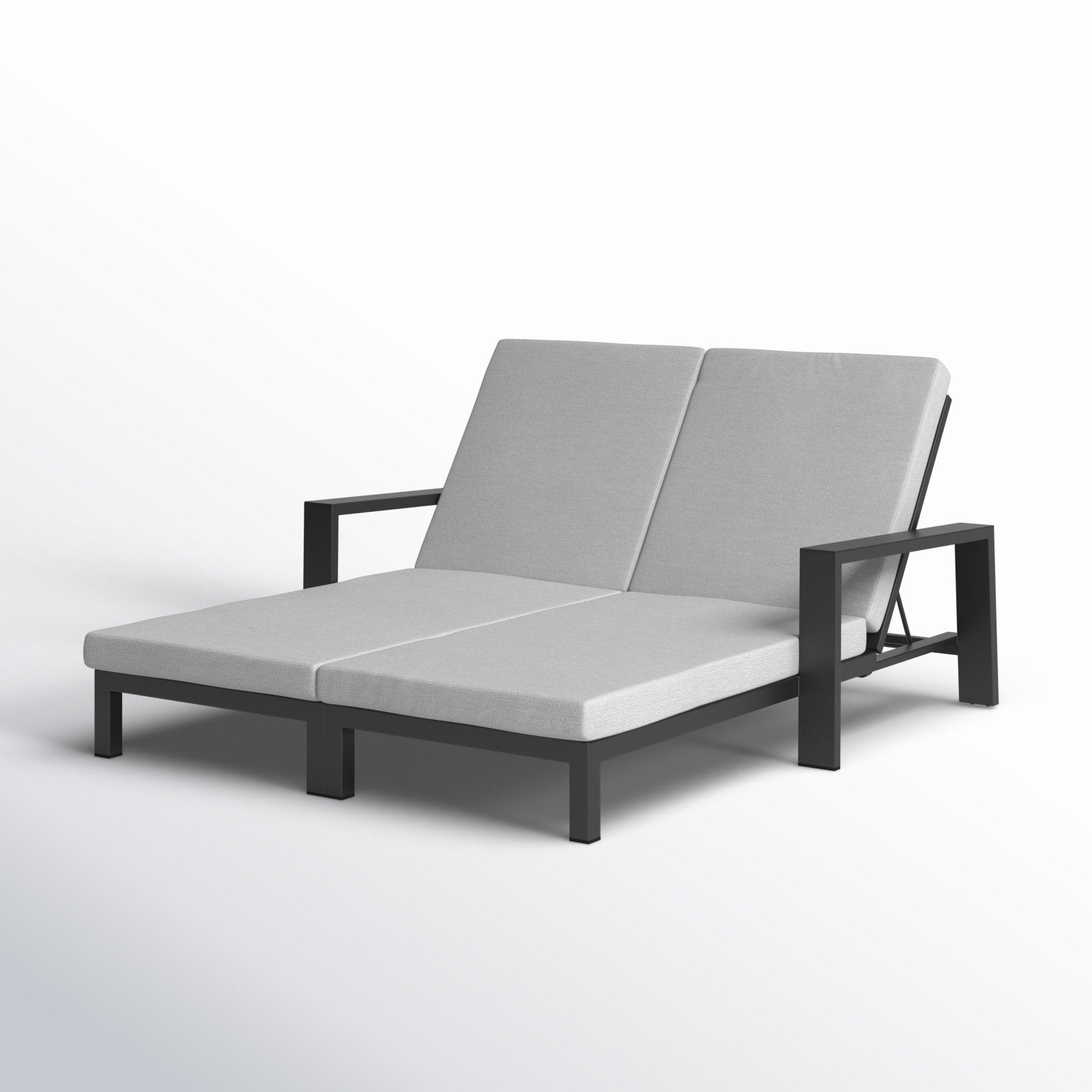 Hoyt 63" Patio Double Chaise Lounge, Slate Black , Gray