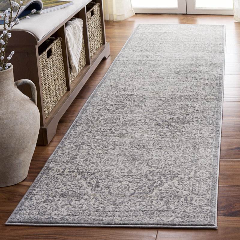 Oriental Light Gray/Ivory Area Rug, Runner 2' x 10', Light Gray/Ivory