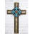 Southwestern Turquoise Fleur De Lis French Lily Faux Wooden Wall Cross Plaque