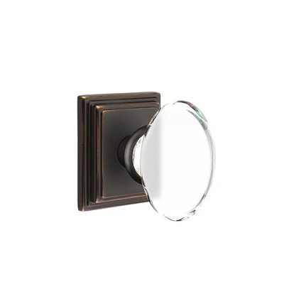 Ensemble de mortaise intérieure Emtek avec rosette Wilshire et bouton de verre Hampton (LH)
