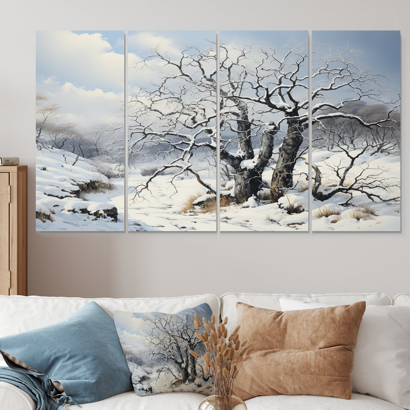 «Winter S Tree Sycamore I - Tree Sycamore», art mural sur toile 4 pièces, H 28 po x l 48 po