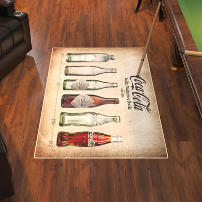 Coke Man Cave Décor Bedroom Coca-Cola Bottle Evolution Non-Slip Area Rug