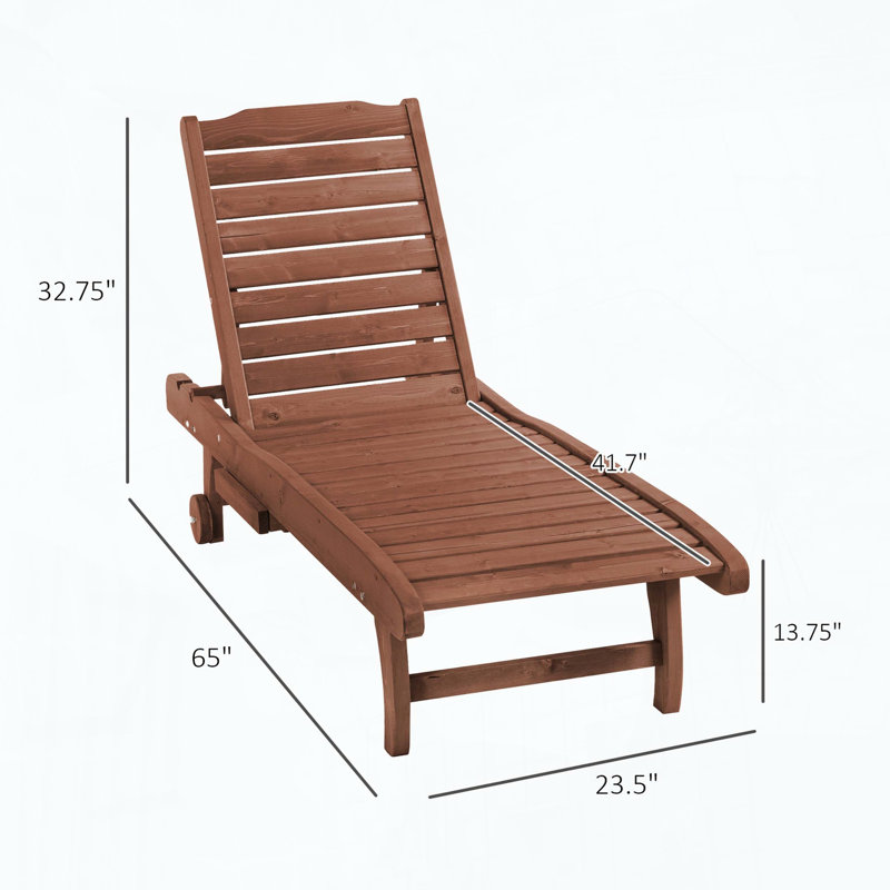 Chaise longue en bois avec table coulissante