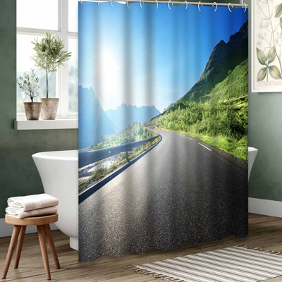 Blue Waterproof Shower Curtain,Shower Curtains for Bathroom with 12 Hooks