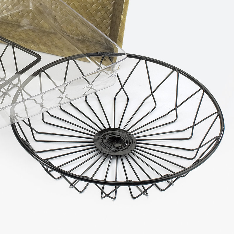Panier noir rond en fil de fer - 12 po x 3 po