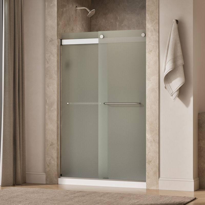 Levity 47.63" x 74" Bypass Shower Door with CleanCoat Technology, Matte Nickel, Frosted
