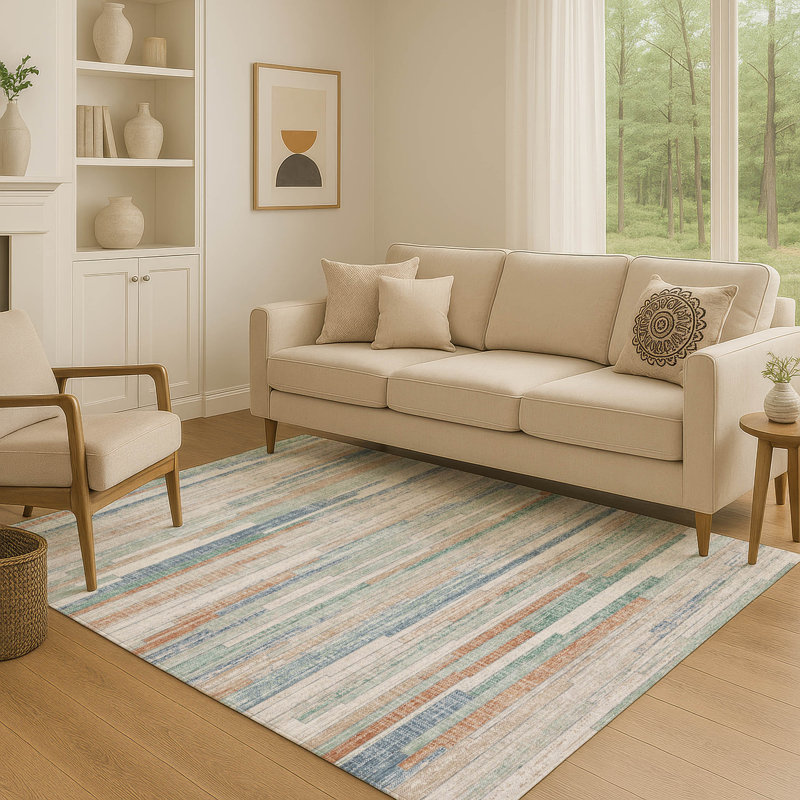 Premium Machine Washable Ariel Stripes Rug, Rectangle 2'6" x 3'10"