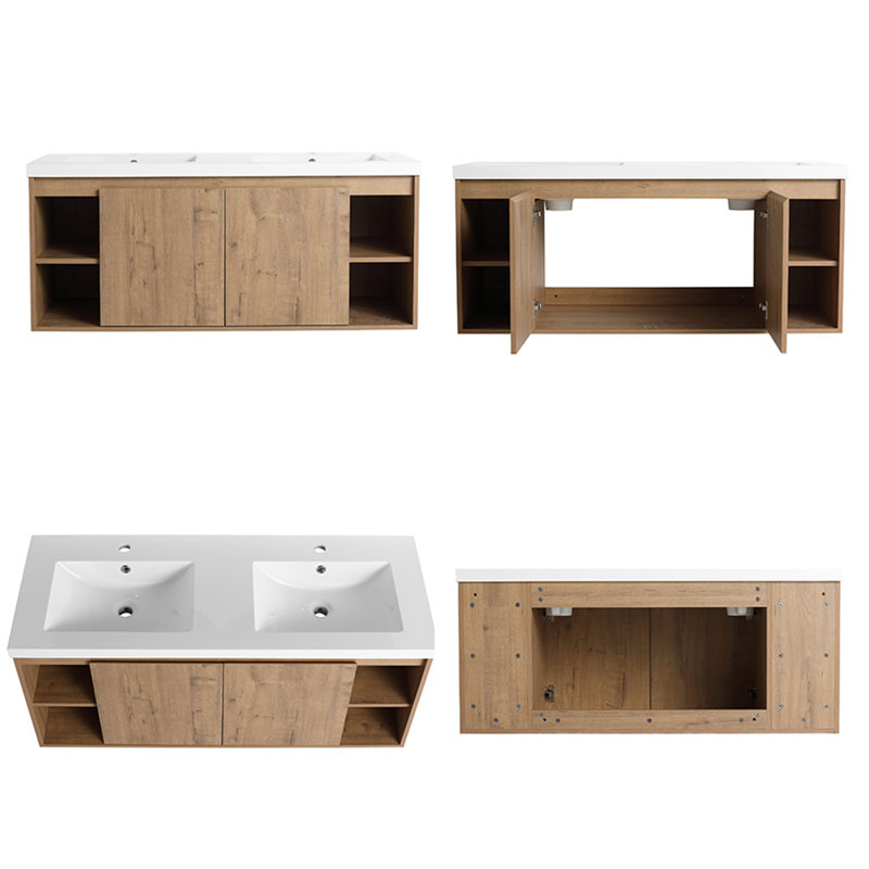 Wall Mounted Bathroom Vanity With Double Sink, Soft Closing Door Hinge