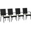 Chaises de salle à manger empilables en rotin avec coussins, ensemble de 4 chaises de patio en osier avec accoudoirs et dossier pour terrasse, terrasse