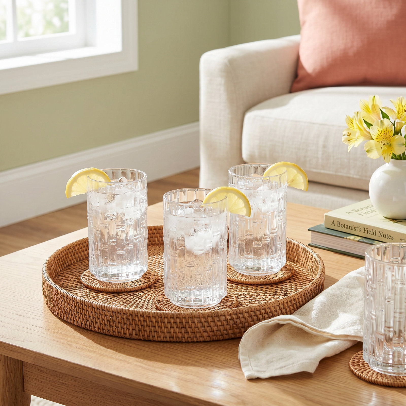Mahalo Ribbed Drinking Glass