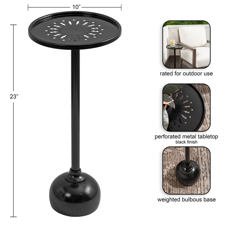 Table ronde en métal pour l'intérieur ou l'extérieur, Noir, noir, noir, noir