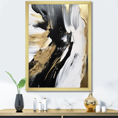 Bliss Minimalism Gold And Black Painting - Abstract Painting Wall Art Prints