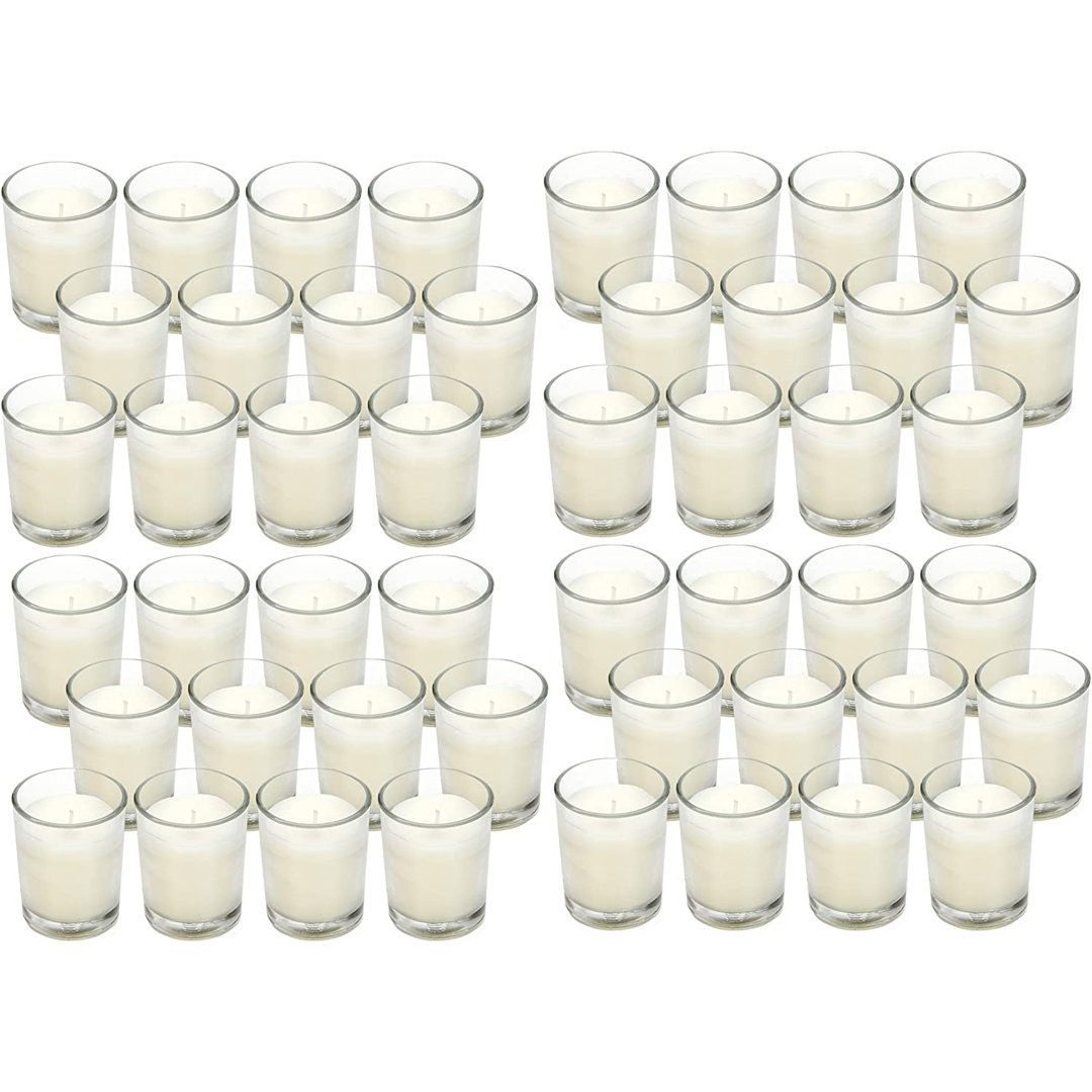 Unscented Votive Candle with Glass Holder (Set of 240) HG Global