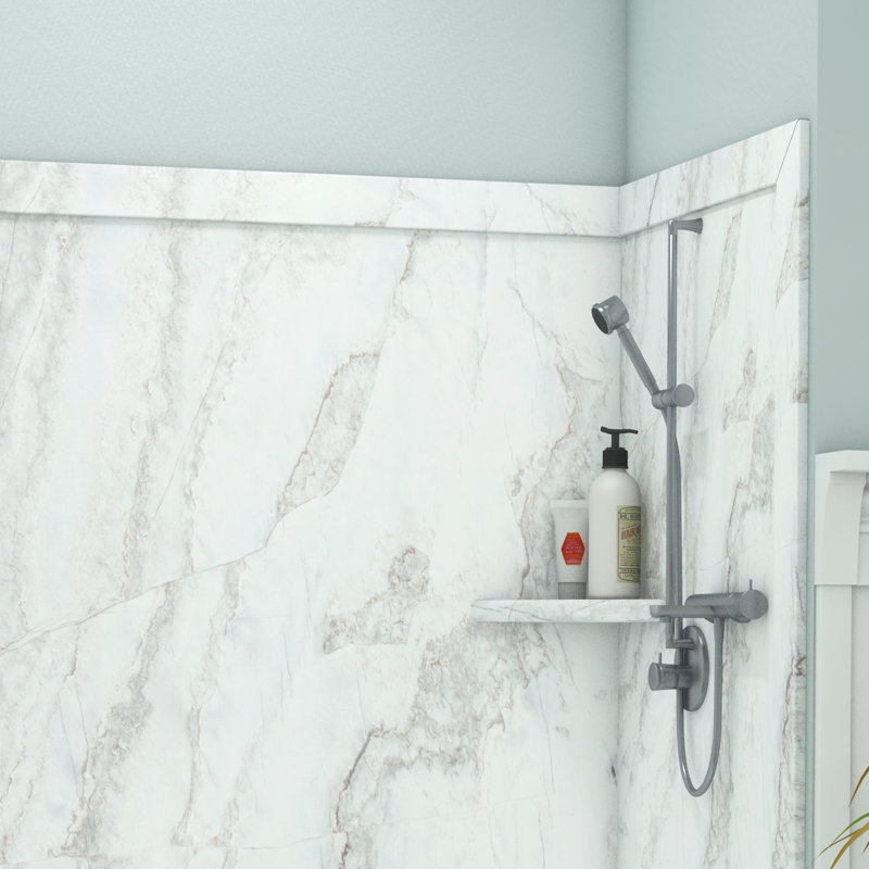 FlexStone Adaptable 60"W x 60"D x 80"H Alcove Shower Surround in Calypso, Calypso