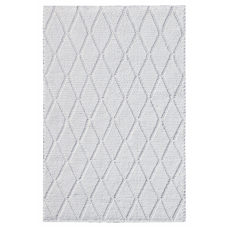 Tapis touffeté à la main à motif géométrique Mott Street, Rectangle 9 pi x 13 pi, Ivoire ivoire