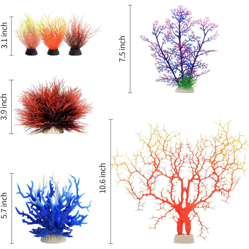 Multicolore, ensemble de 7 décorations d'aquarium pour aquarium