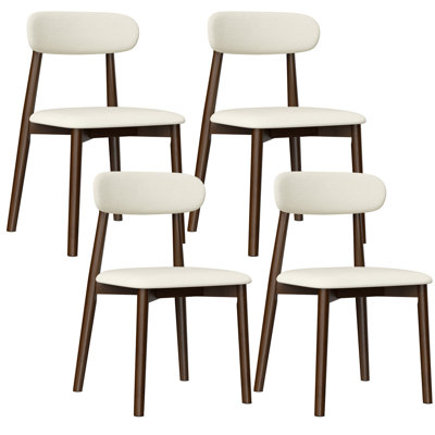 Chaises de salle à manger en bois massif recouvertes de tissu (ensemble de 4)