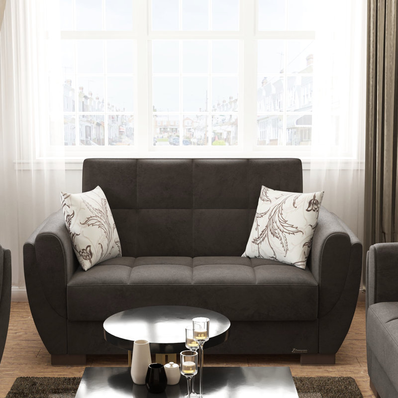 Rangement convertible en microfibre brune - par espace améliorant avec adapté aux petits espaces de vie
