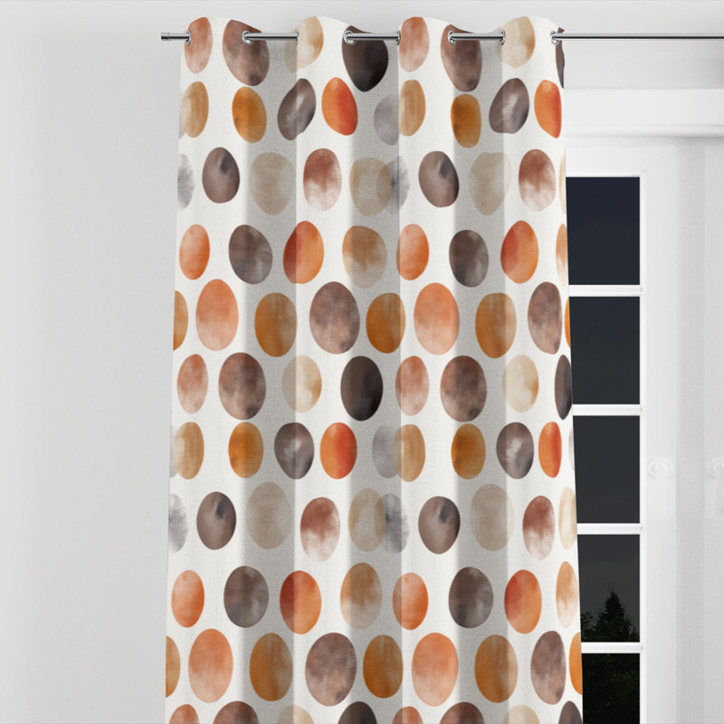 Rideaux à motif géométrique - œillets Boho - 1 panneau, L 52 po x L 84 po, Œillets argentés