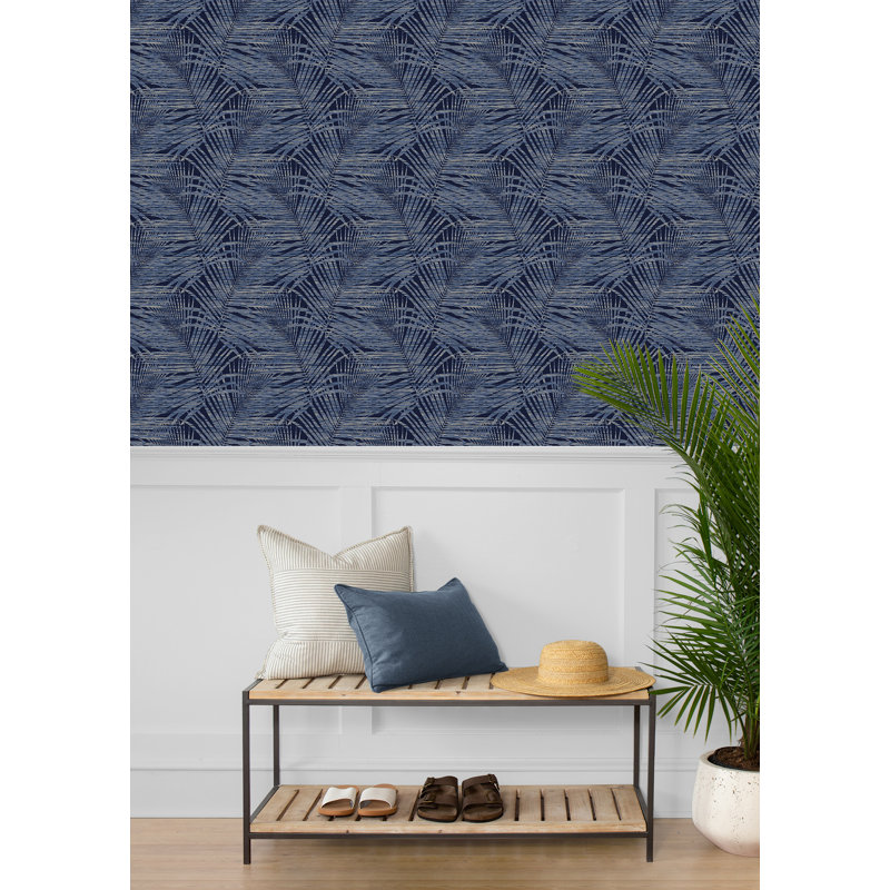 Tommy Bahama Shadow Palms Peel And Stick Wallpaper Roll, Indigo