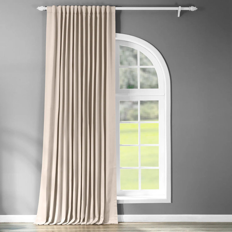 Aldreda Extra Wide Solid Rod Pocket Room Darkening Curtains - Single Panel Drapes, Egg Nog, 100" W x 108" L