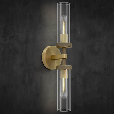 Wall Sconce With Glass Shade, 2-Light Up And Down Vanity Fixture For Bathroom, Kitchen, Living Room, And Hallway