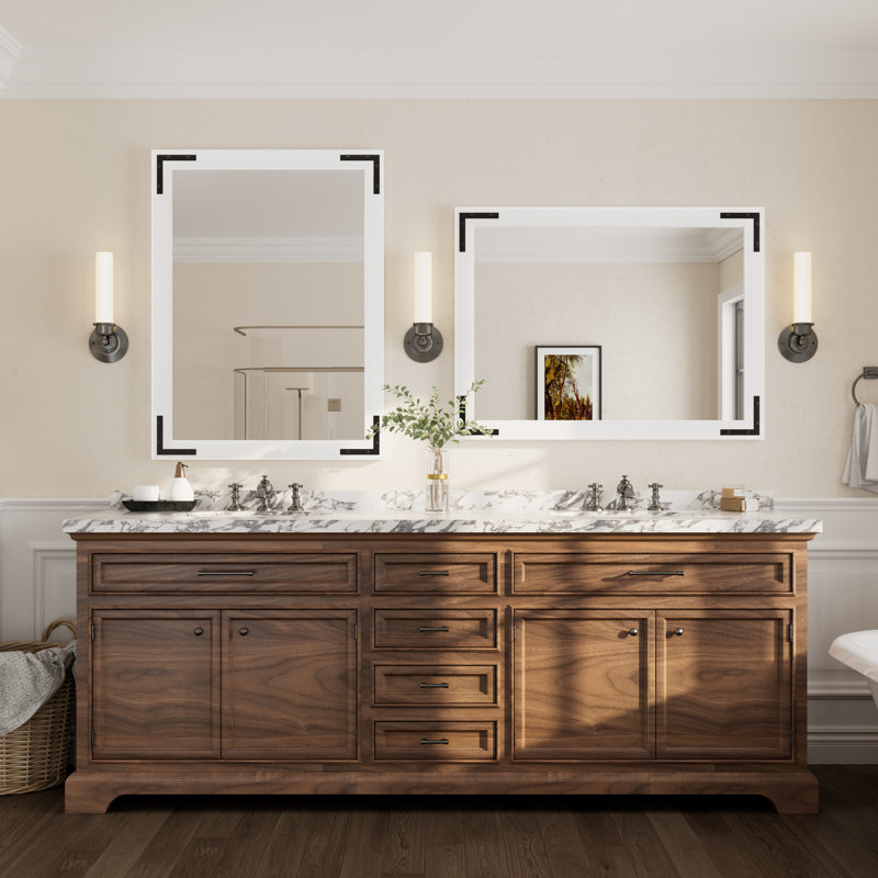 Amara Rustic Farmhouse Solid Wood Framed Tempered Glass Wall Mirror with 5-Year Warranty, 40" x 30", White